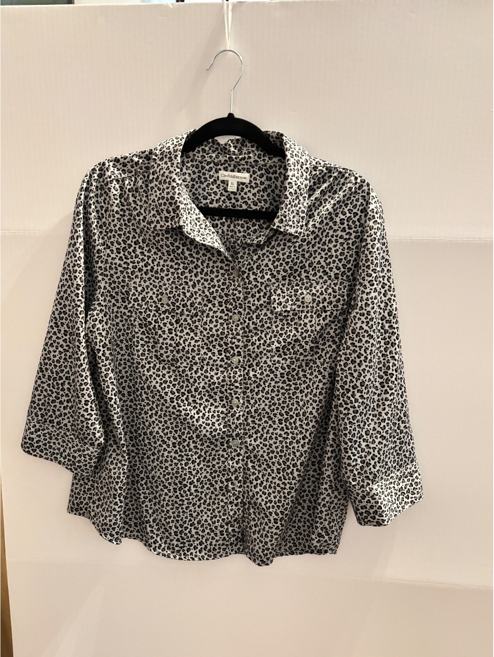 Animal Print Button Front Blouse